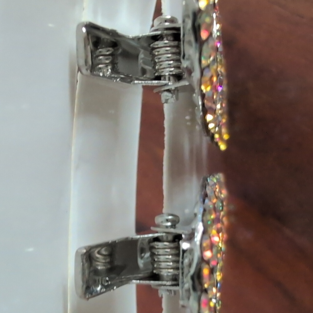 Silver Metallic Rhinestone Hair Clips - Picture 4 of 5